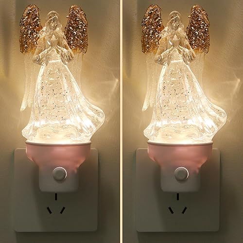 Miniatura 17 de Luz nocturna de Navidad enchufable a la pared, luz nocturna de agua con purpurina con opciones USB/tomacorriente, luz nocturna decorativa de