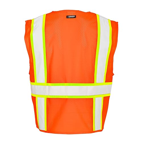 Miniatura 4 de Ml Kishigo Chaleco sólido con parte trasera de malla, ultra fresco, clase 2, color verde Lima, M, Anaranjado, 1