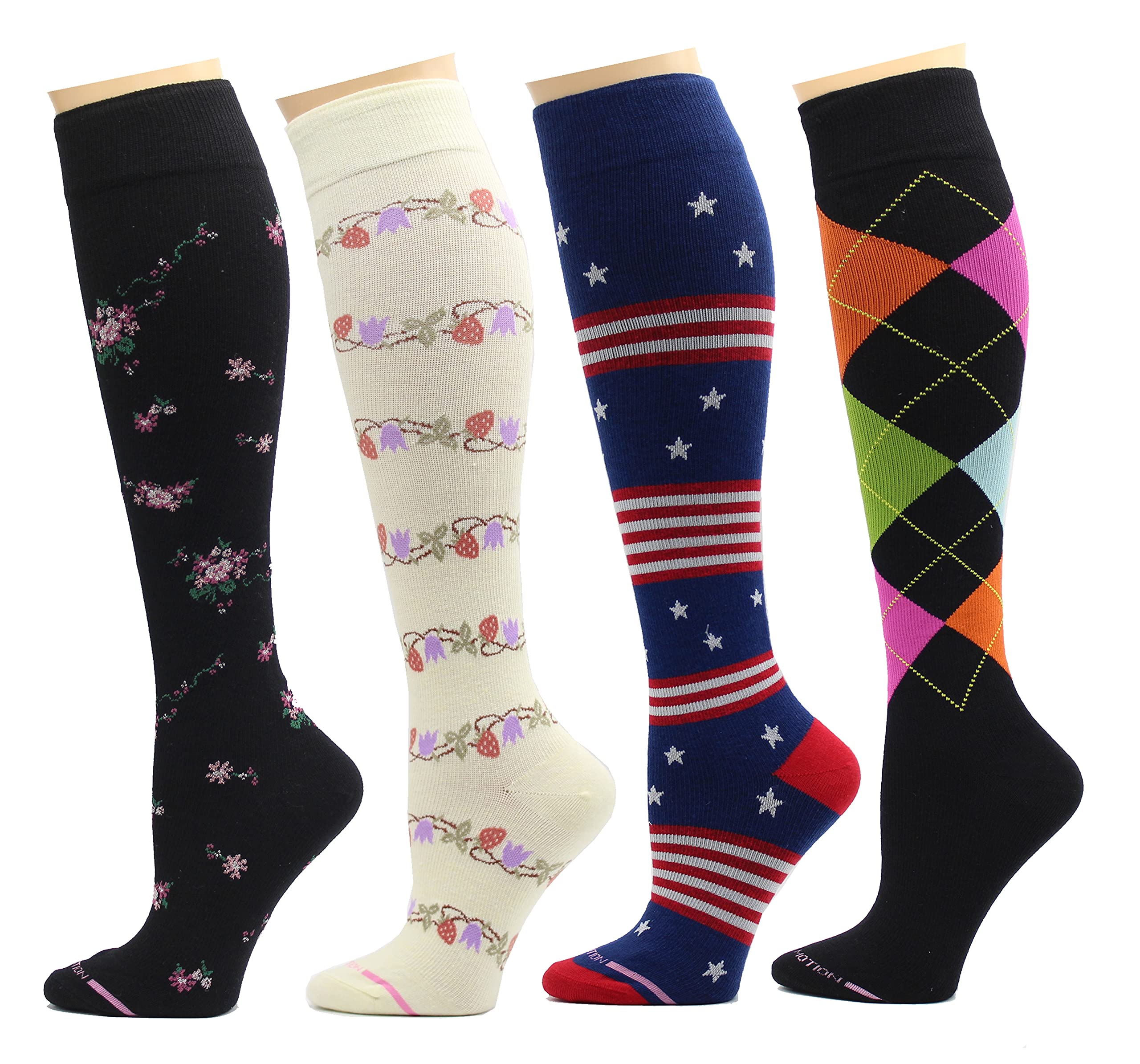 4 Pairs Dr. Motion Therapeutic Graduated Compression Women's Knee-hi Socks…