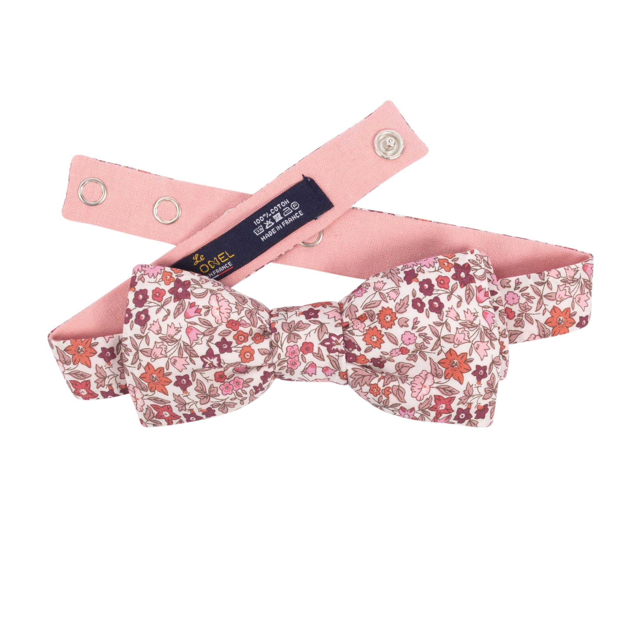 Noeud Papillon Liberty Ava bordeaux rose - Made in France