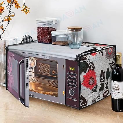DARAN Flower Printed Microwave Oven Cover for Samsung 21L, Convection Microwave Oven (CE73JD-B1/XTL, Black)