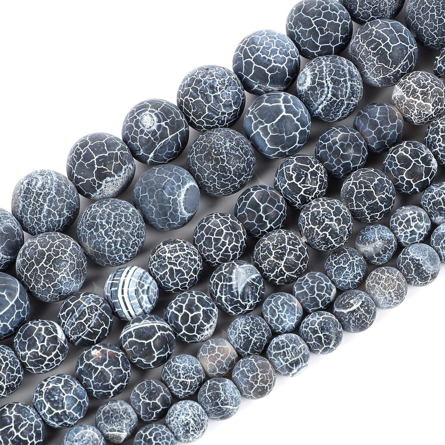 45pcs 8mm Matte Black Weathered Natural Stone Beads Unpolished Gemstone Gem Strand Round Loose Beads for Jewelry Making,Energy Stone Healing Power Black weathered 8mm