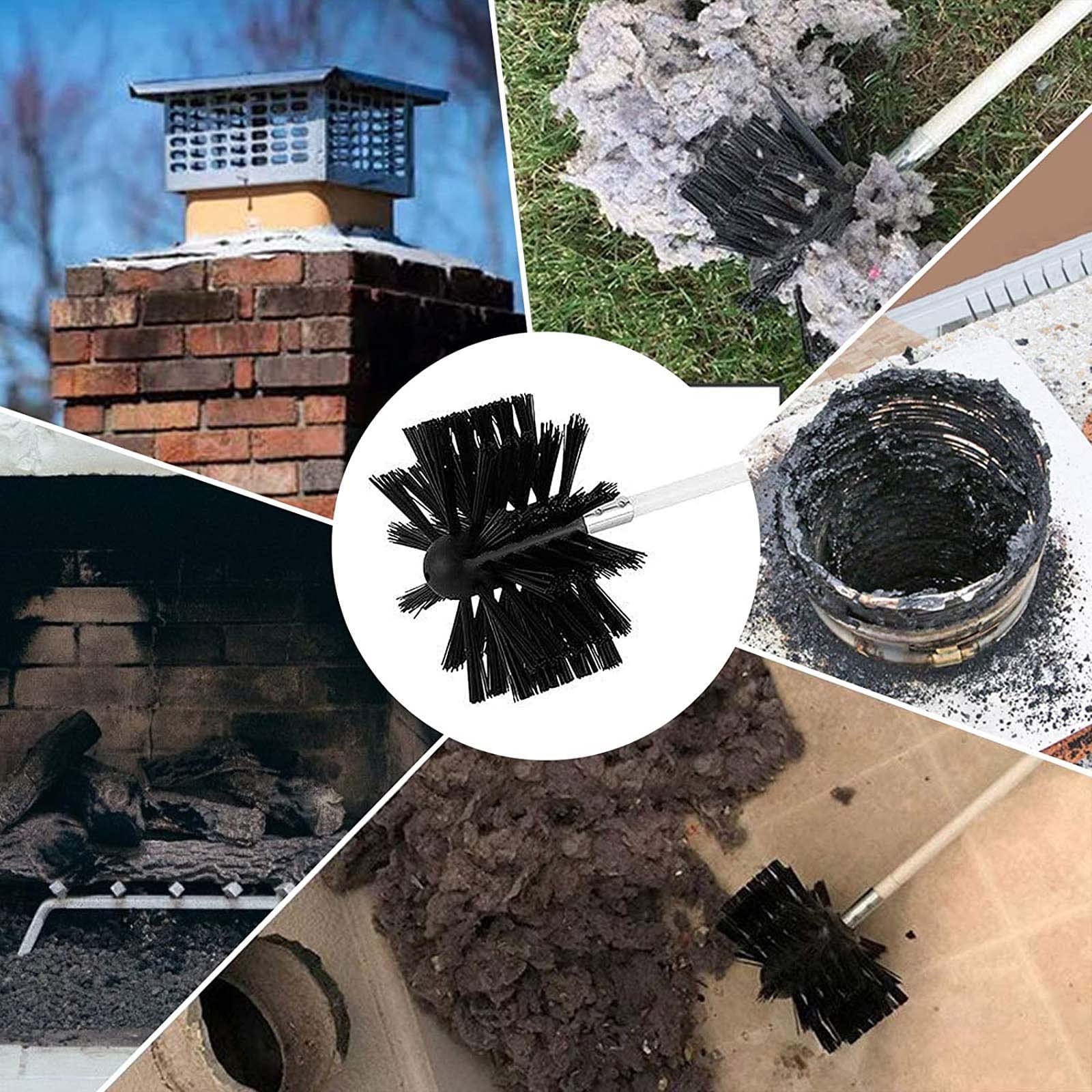 Cepillo For Deshollinar Chimeneas, Varillas Flexibles For Limpieza De Chimeneas, Kit De Deshollinador De Chimeneas De Nailon Resistente A Altas Temperaturas For Uso(6 Rods,610mm)