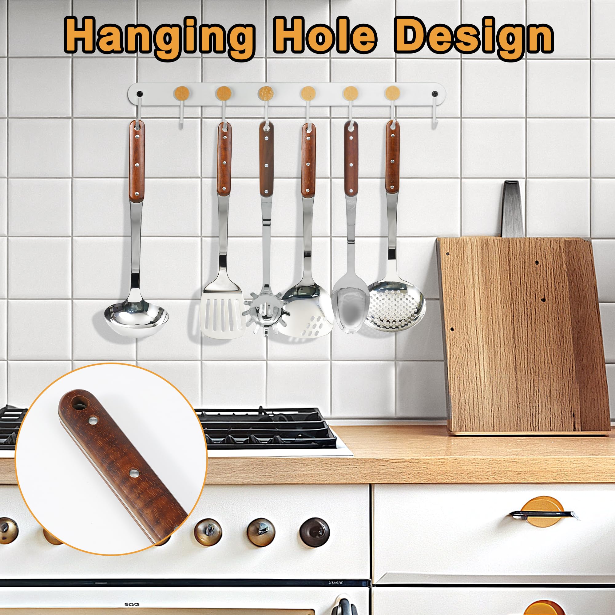 FJNATINH Ustensiles de cuisine en acier inoxydable poli miroir (Ustensiles de cuisine D, argent)
