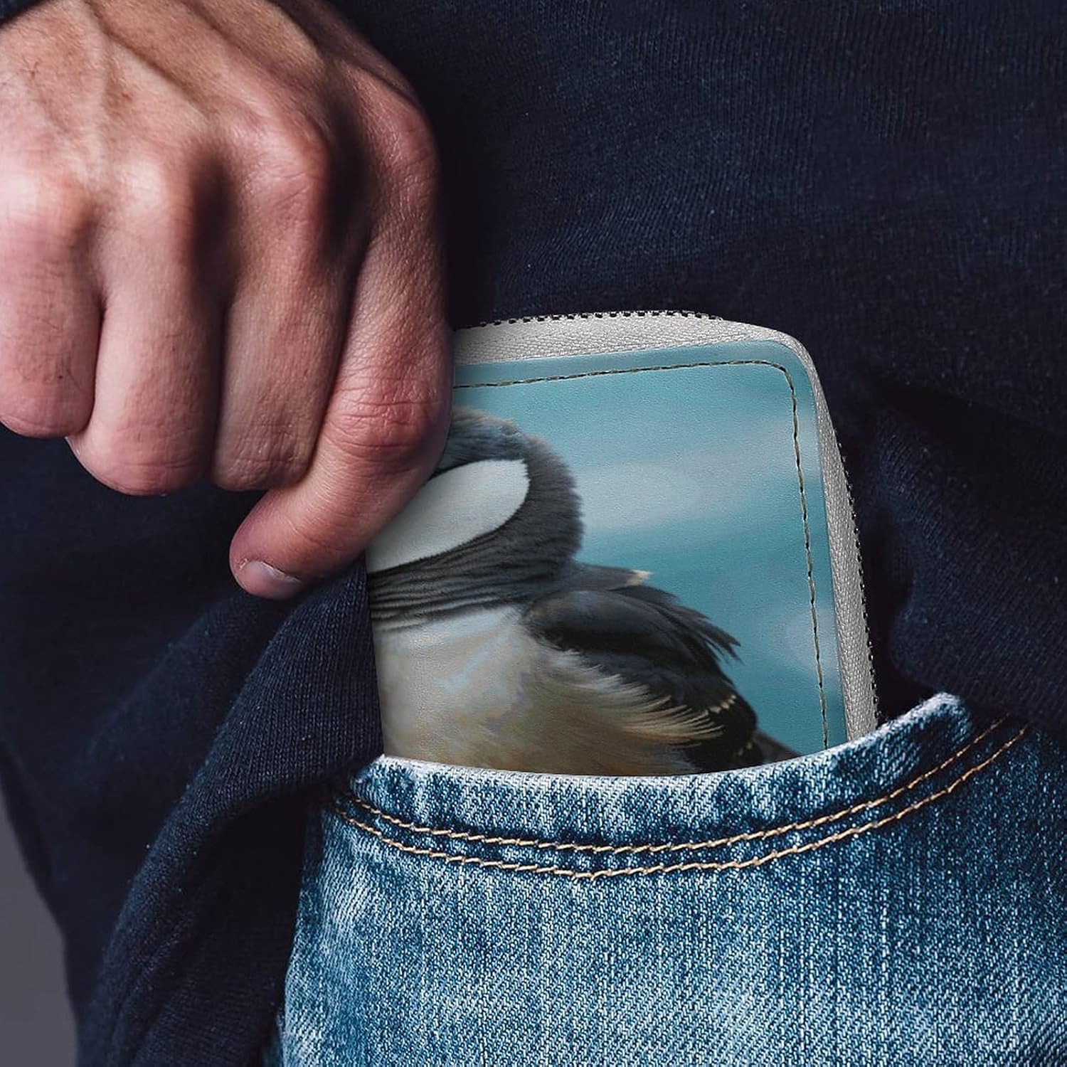 Cute Little Bird Card Holder RFID Blocking,Credit Card Wallet for Women And Men,Card Case Organizer Bag with Zipper