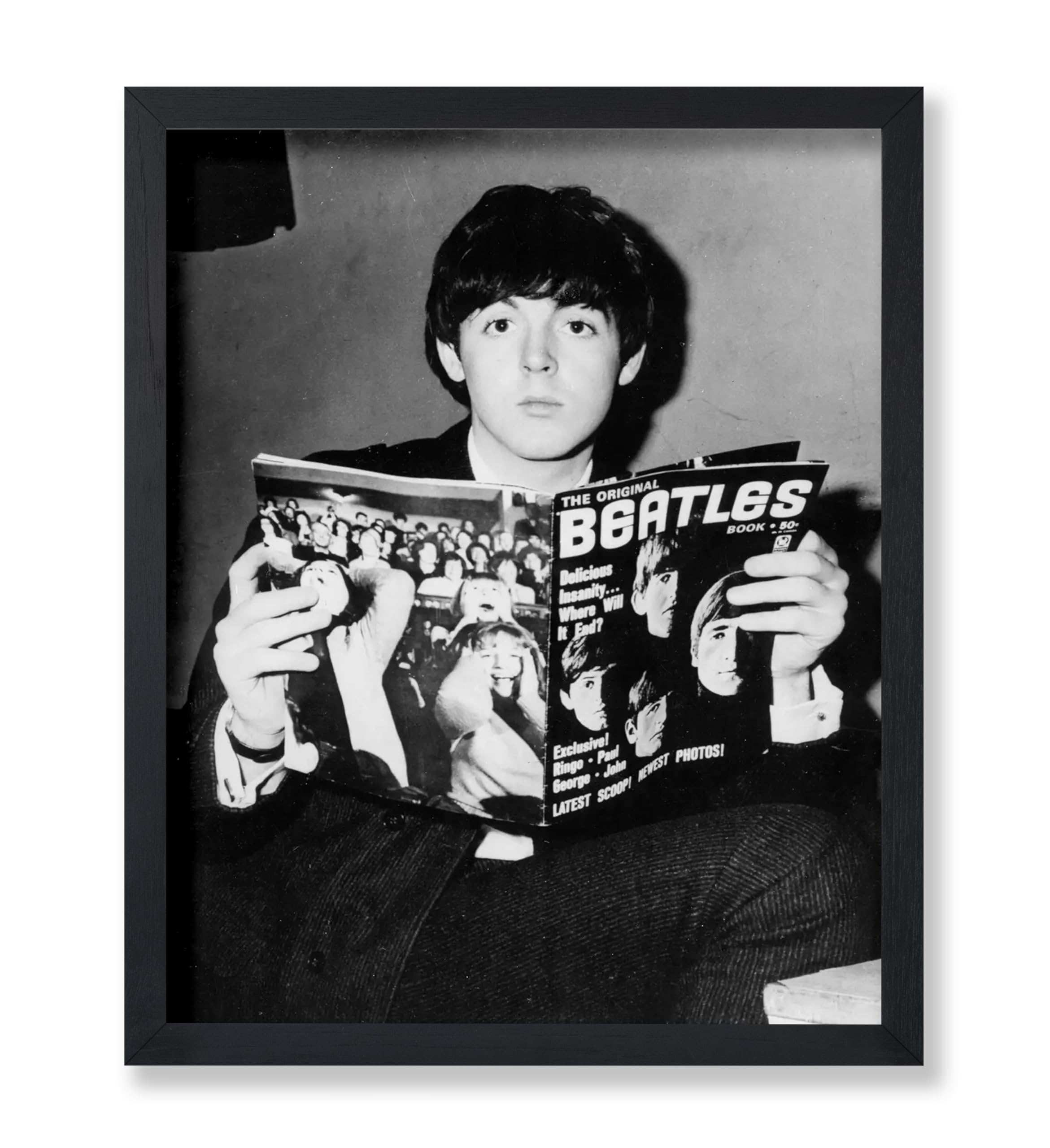 Poster Master Paul McCartney Poster - Reading Magazine Print - Photography Art - Black & White Art - Beatles Art - Celebrity Art - Singer Art - Office or Living Room Decor - 8x10 UNFRAMED Wall Art