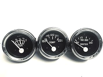 Electrical Water Temperature, Temperature, Fuel Gauge set in Black Face 2