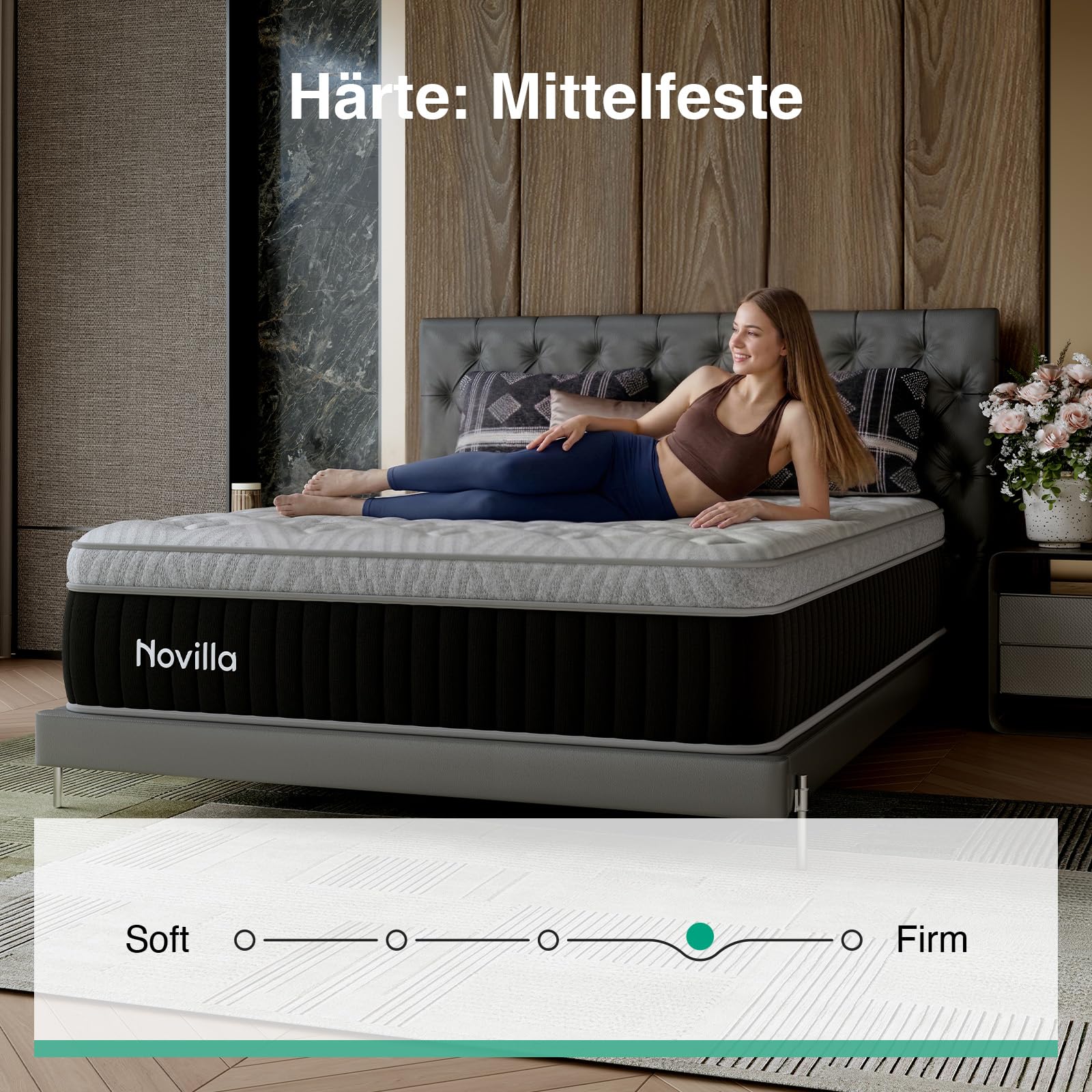 Novilla Matratze 180x200 cm, Härtegrad H3 und H4, 30 cm Höhe 7-Zonen-Stützung Hybrid, Memoryschaum und Federkernmatratze mit Taschenfedern, Kühlende & atmungsaktive Bezug, Öko-Tex Zertifiziert