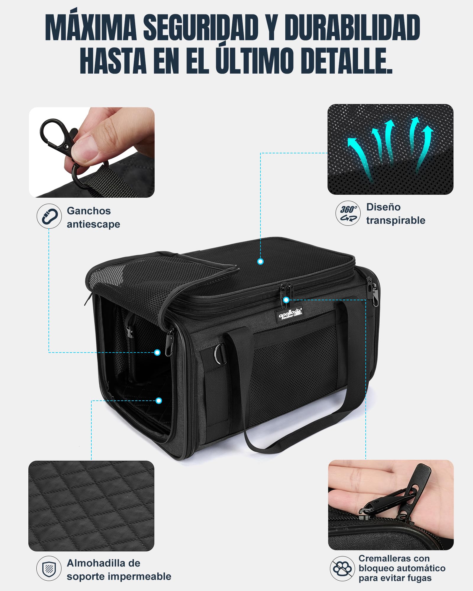 apollo walker Mochila para perros y gatos para mascotas pequeñas (capacidad de carga 2-15 kg) – Respaldo acolchado para perros, bolsa de malla transpirable para mascotas, senderismo, viajes, verde