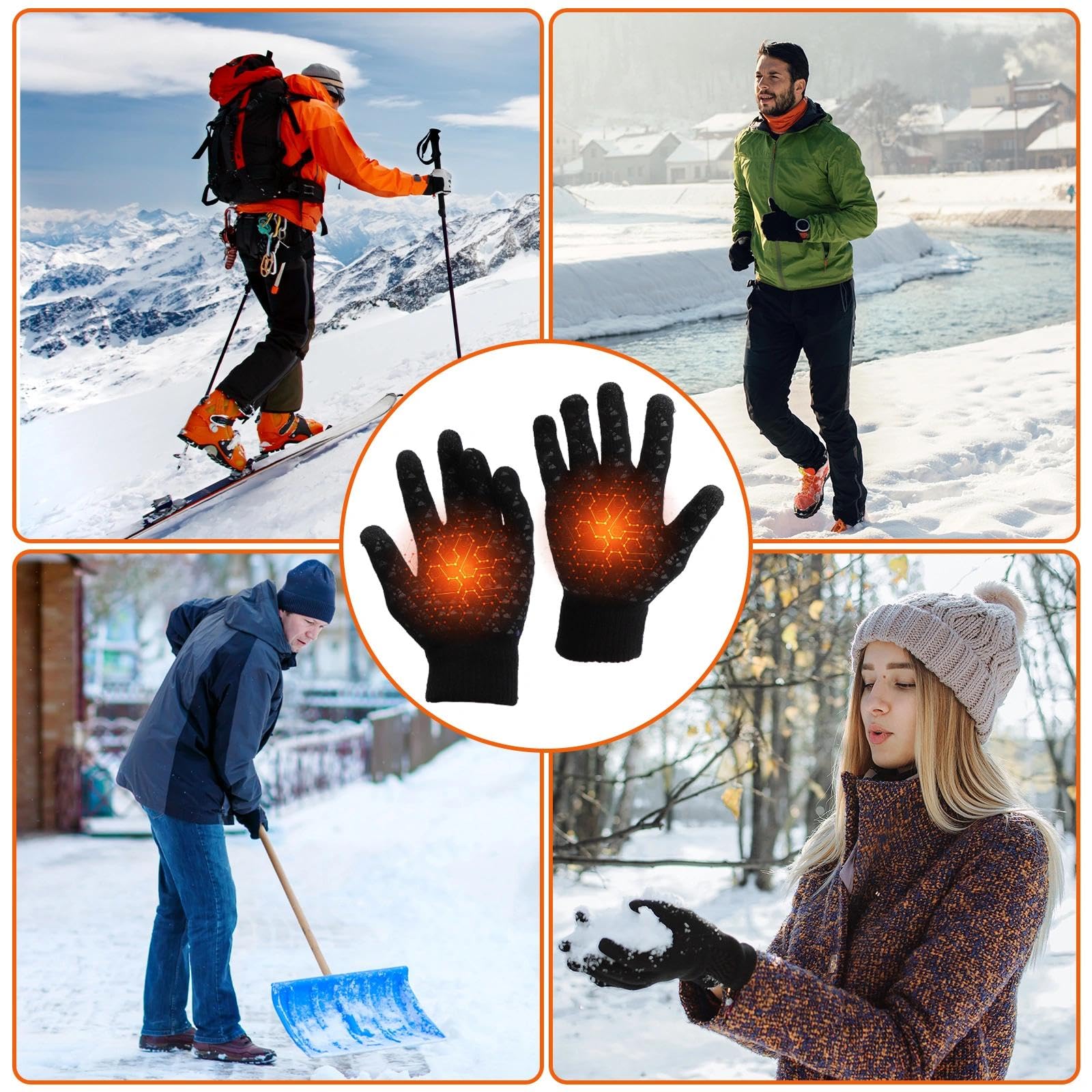 HENGBIRD Guantes calefactables USB eléctricos con pantalla táctil para invierno esquí ciclismo