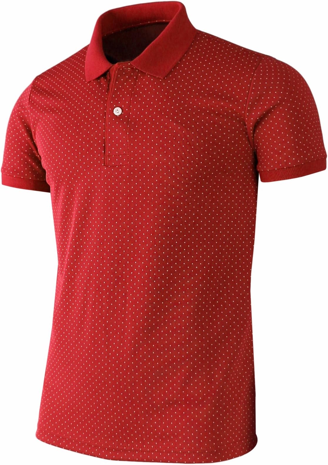 Men's Polo Shirt Casual Short Sleeves Polka Dots Pattern Golf Polo Shirt Red-L (Asia-XXL)