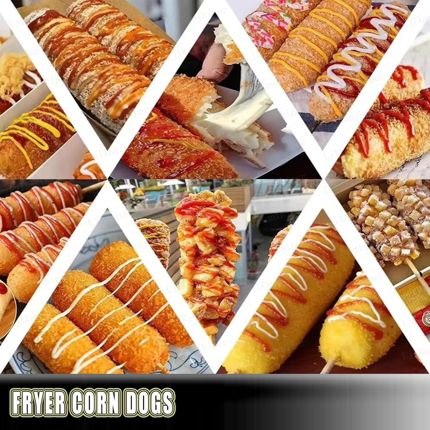 Fornello per Griglia per Salsicce Commerciale,A Gas GPL 21 Litri per Hot Dog di Mais E Formaggio Coreano,Friggitrice per Corn Dog,per Ristorante,Cucina Domestica,Snack Bar