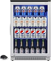 Weili 20-Inch Beverage Refrigerator: 120-Can Capacity, Lockable Stainless Steel Glass Door, Built-in or Freestanding Under Counter Fridge