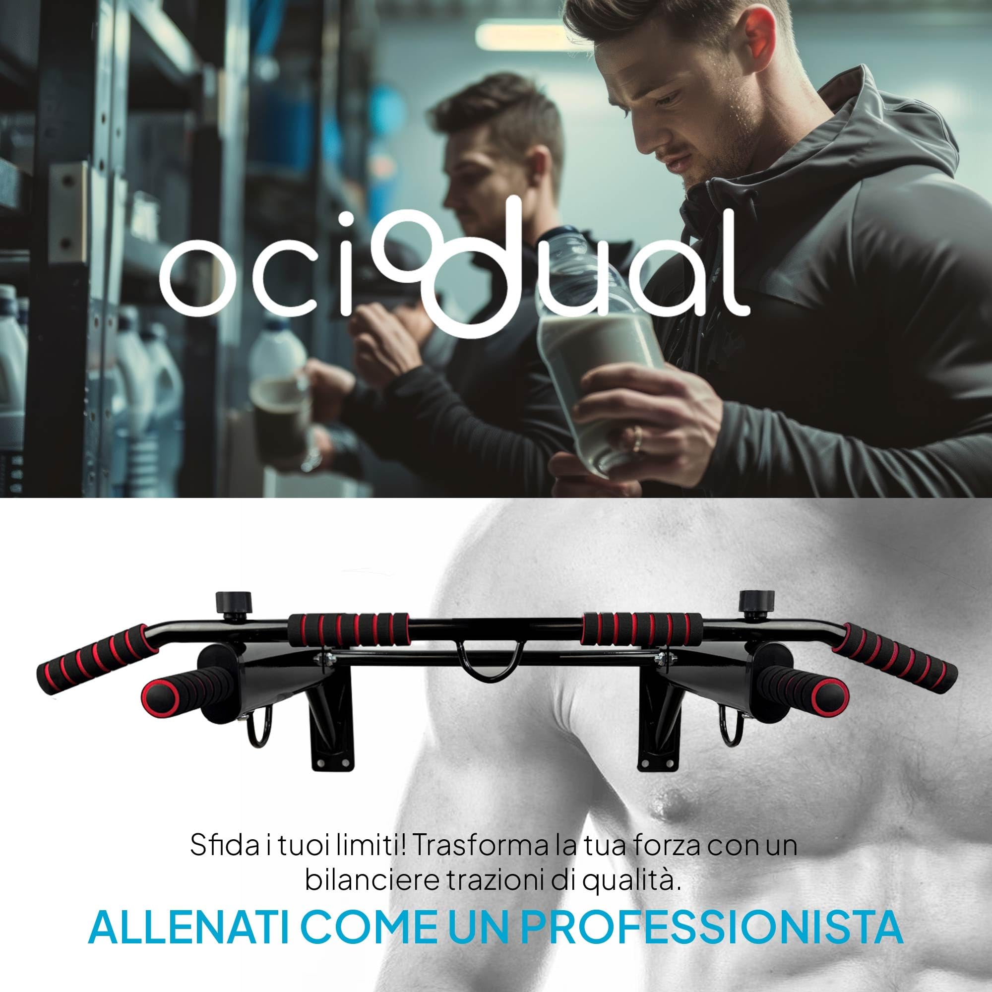 OcioDual Sbarra Trazioni, Palestra Multifunzione Tutto in Uno, Barra per Trazioni Professionale, Attrezzi Palestra Casa, Boxe, Allenamento in Sospensione, Calistenia, Box Trainning, Pull