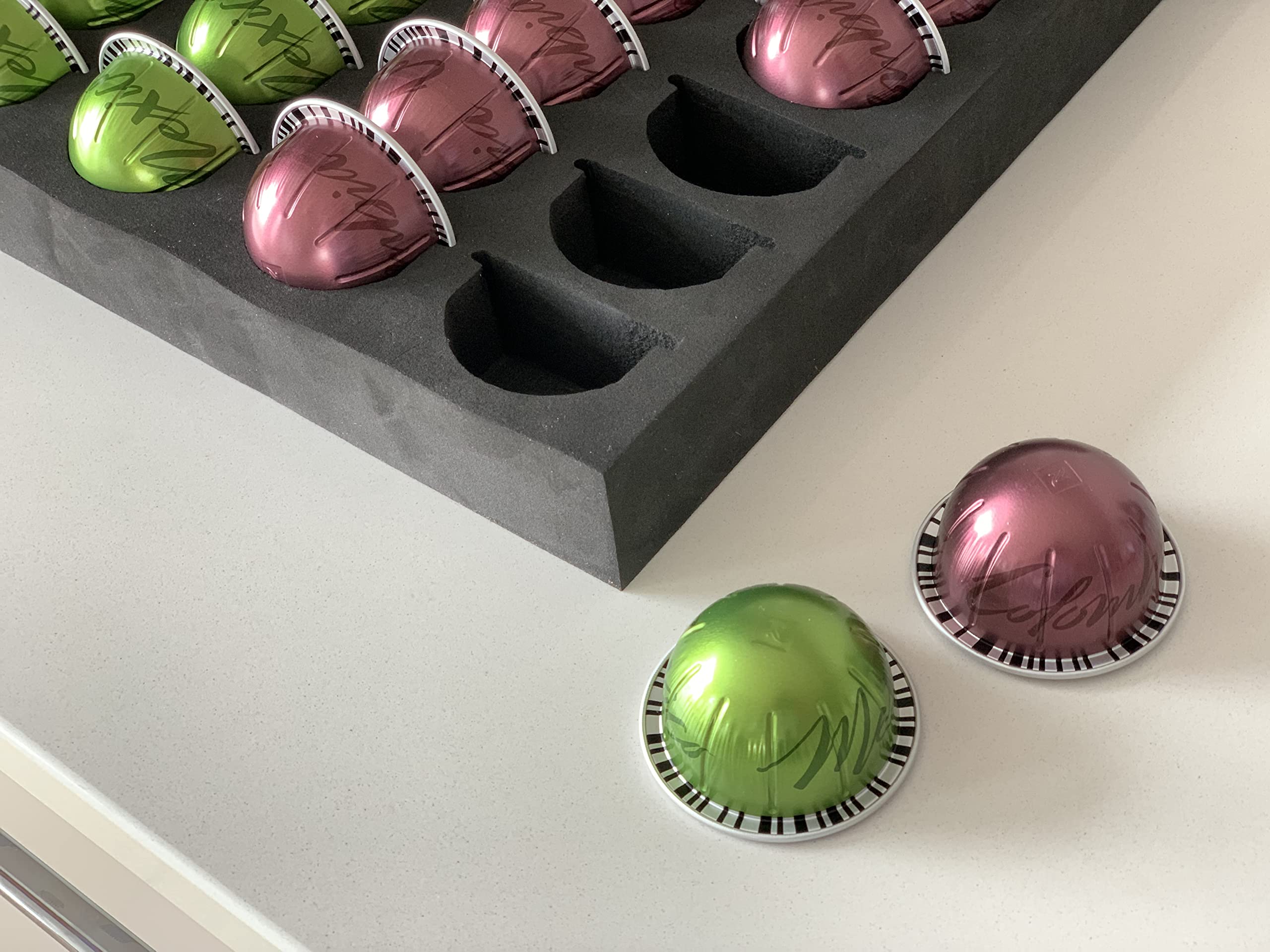 Bandeja de almacenamiento para cápsulas de café, organizador compatible con Nespresso Vertuoline para cajón o encimera, capacidad de 40 cápsulas Vertuo