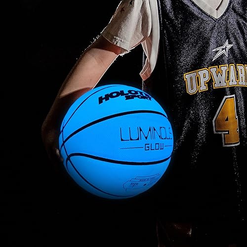 Miniatura 3 de Basketball Glow in The Dark, Cool Glowing Luminous Leather Basketball Indoor Outdoor Size 765 for Men, Women, Teenager (with Pump)