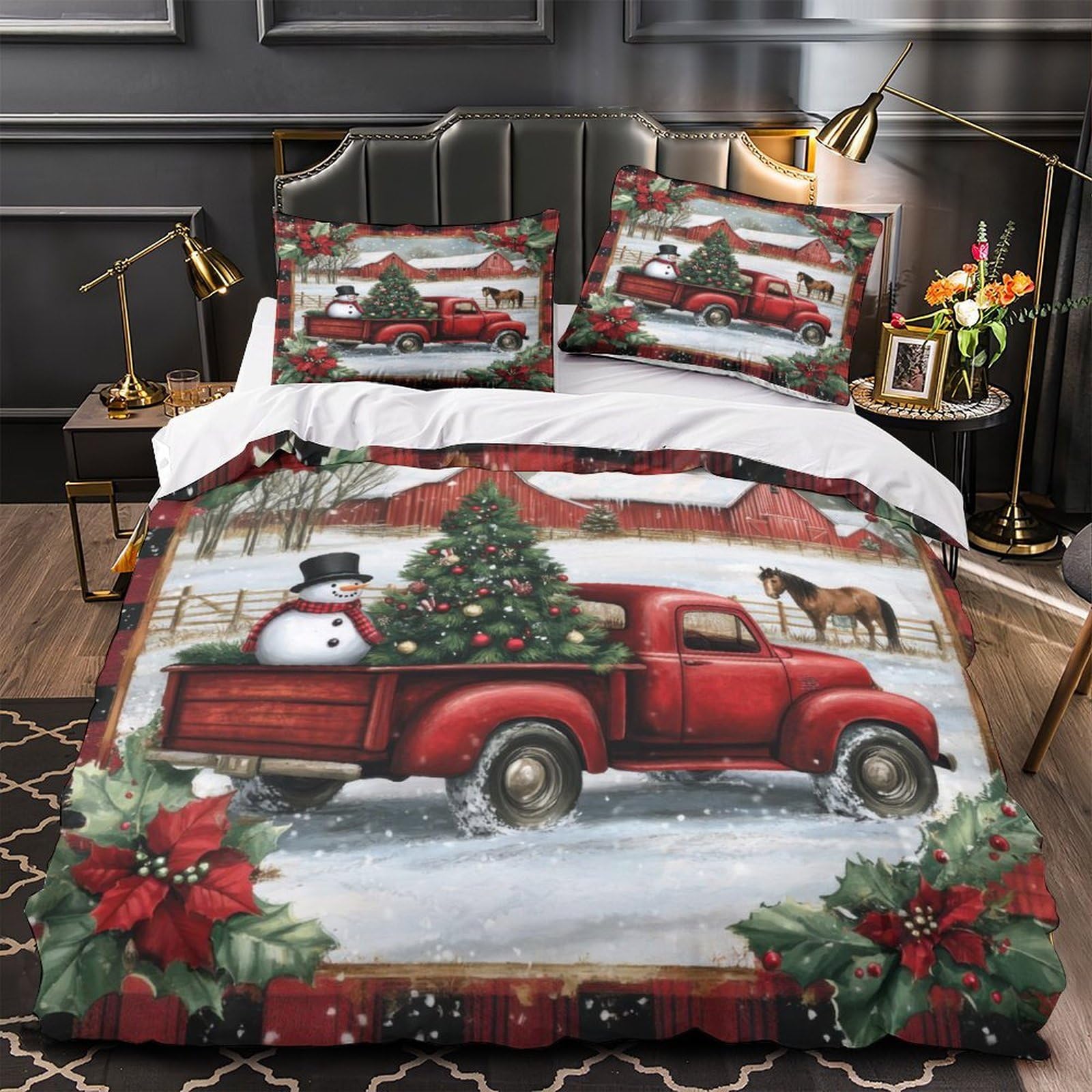Housse de couette fermeture éclair pratique et résistante pour Noël 135x200
