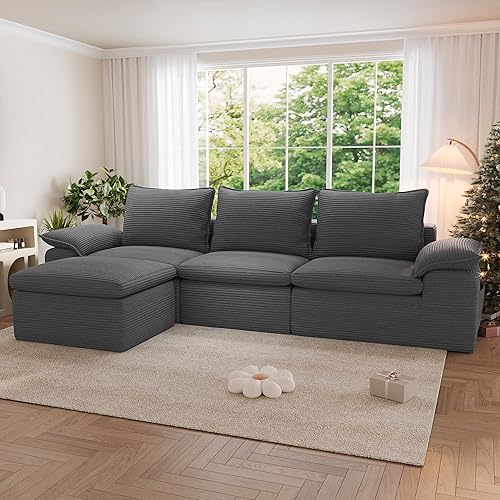 Sofá modular Cloud de 104 pulgadas, sofás deshuesados para sala de estar, sofá en forma de L con otomana, sofá modular con asiento profundo, moderno