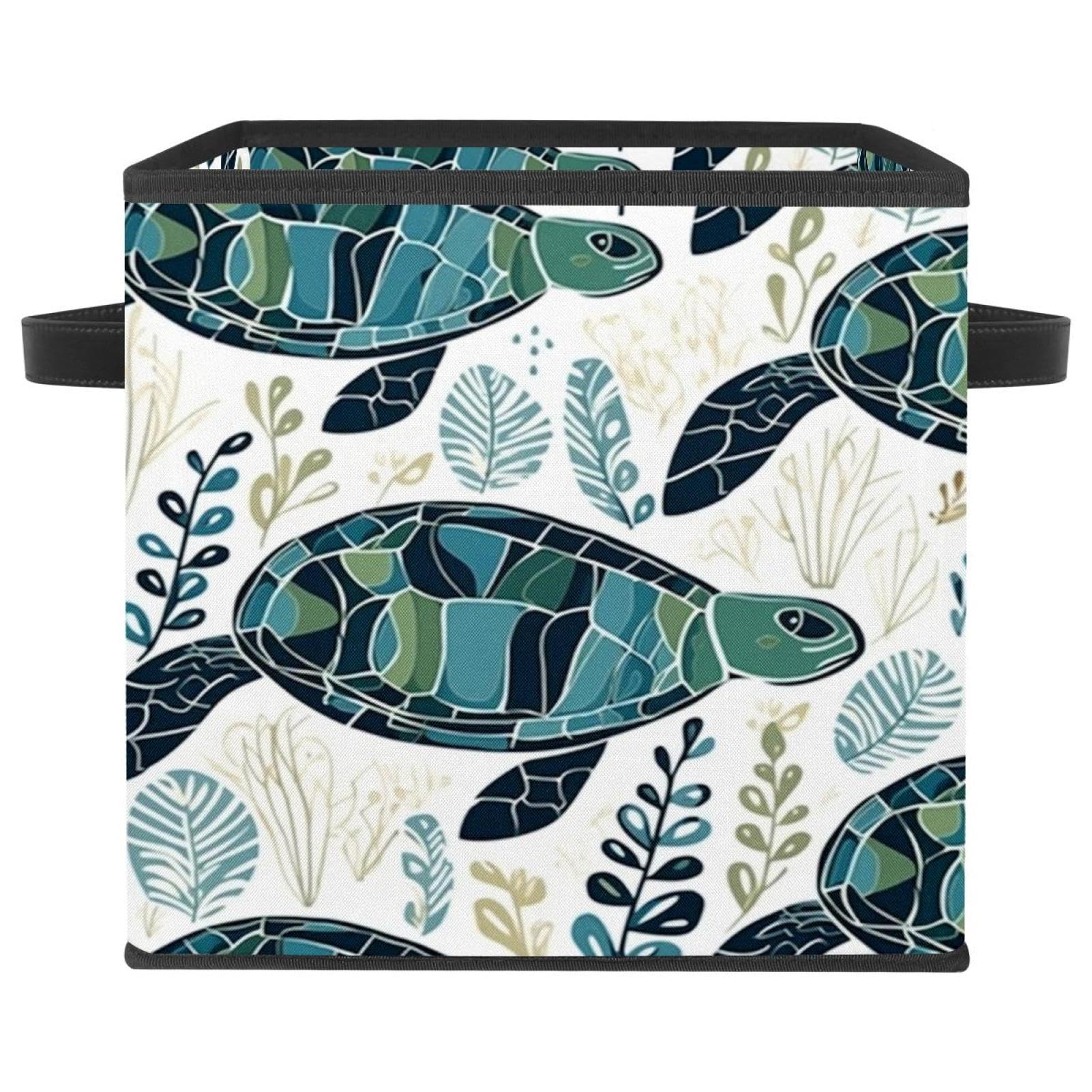 Cube de rangement tortue pliable en tissu Oxford avec double poignée