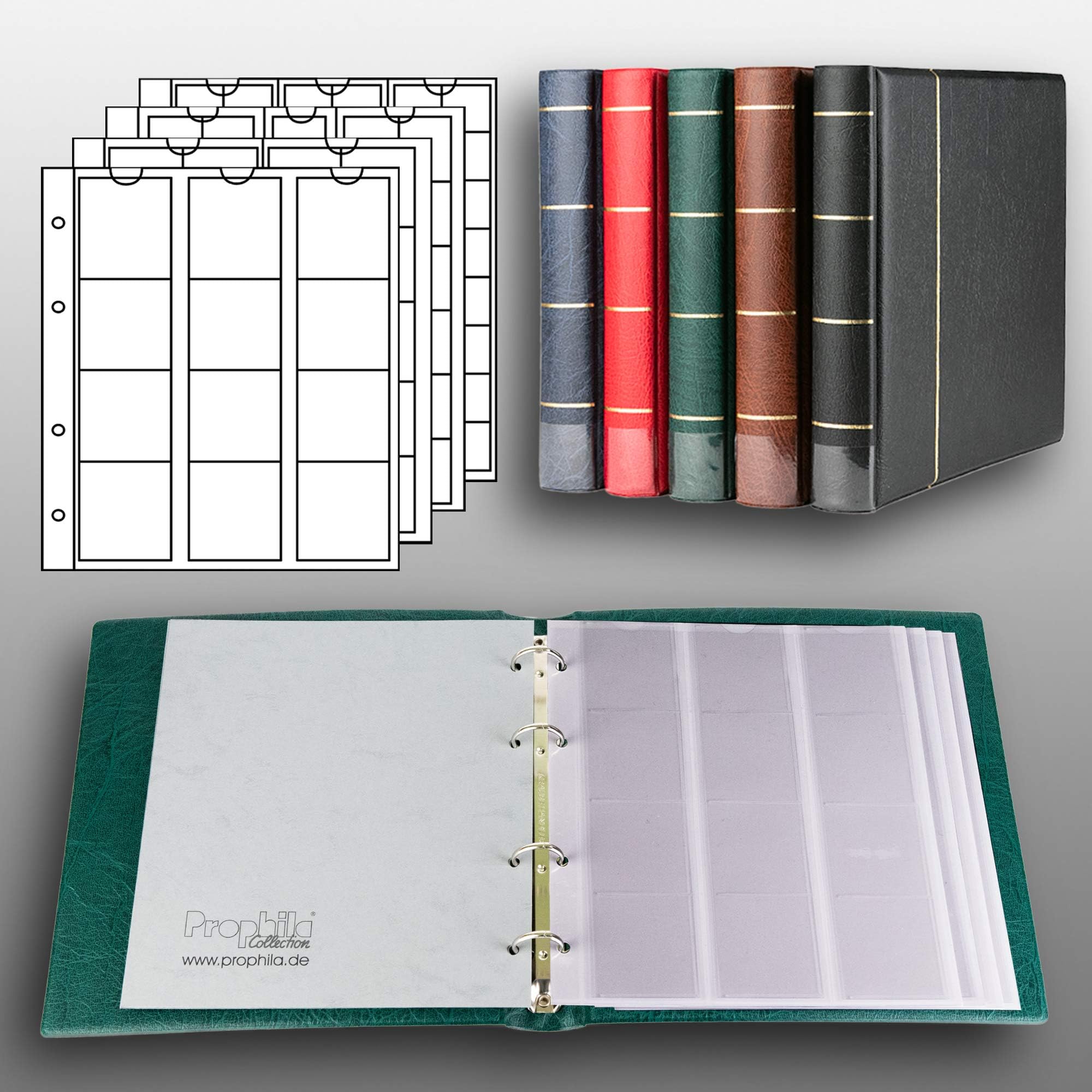 Prophila CollectionCoin Album with 4 Sleeves for 110 Coins Green