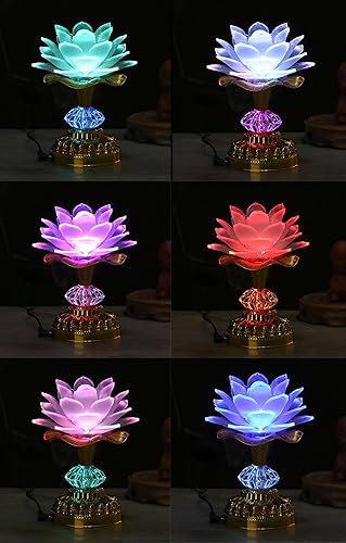 Miniatura 6 de Lámpara budista LED colorida de loto, luz de Buda degradada para adoración, oración y exhibición, bajo consumo de energía, material ecológico para