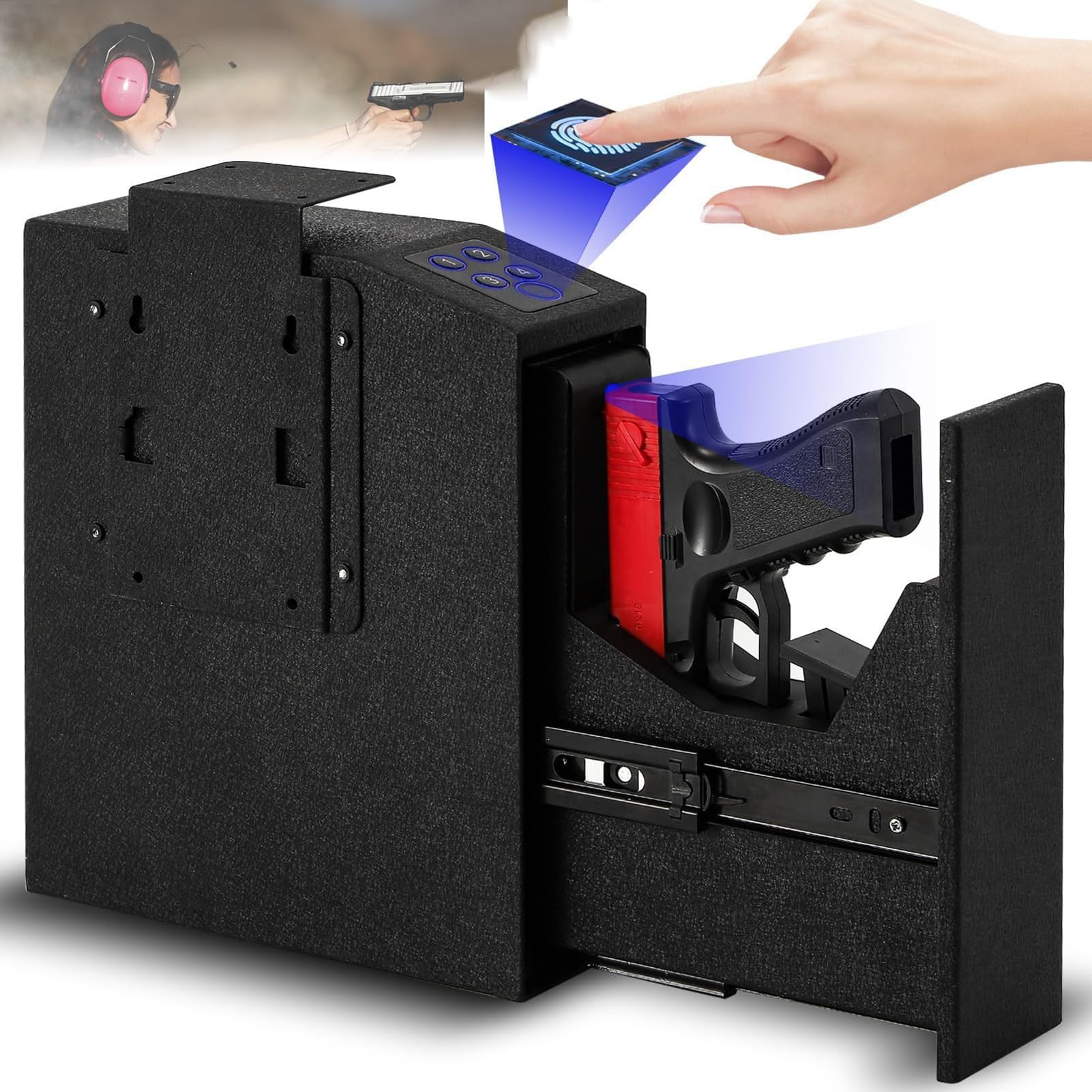 Coffre-fort pour pistolet à accès rapide par empreinte digitale et ouverture automatique