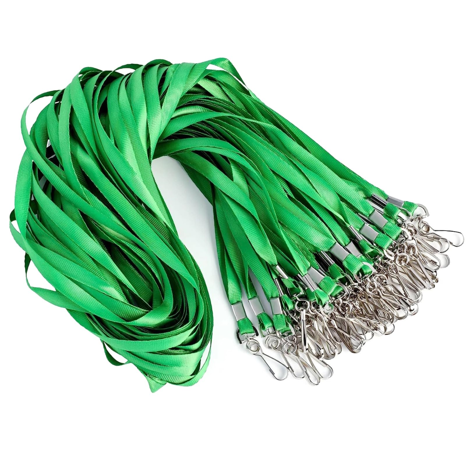 50 cordones verdes para tarjetas de identificación, paquete grande con gancho giratorio, cinta de poliéster de alta densidad, ligera y cómoda para oficina, escuela y eventos, uso diario