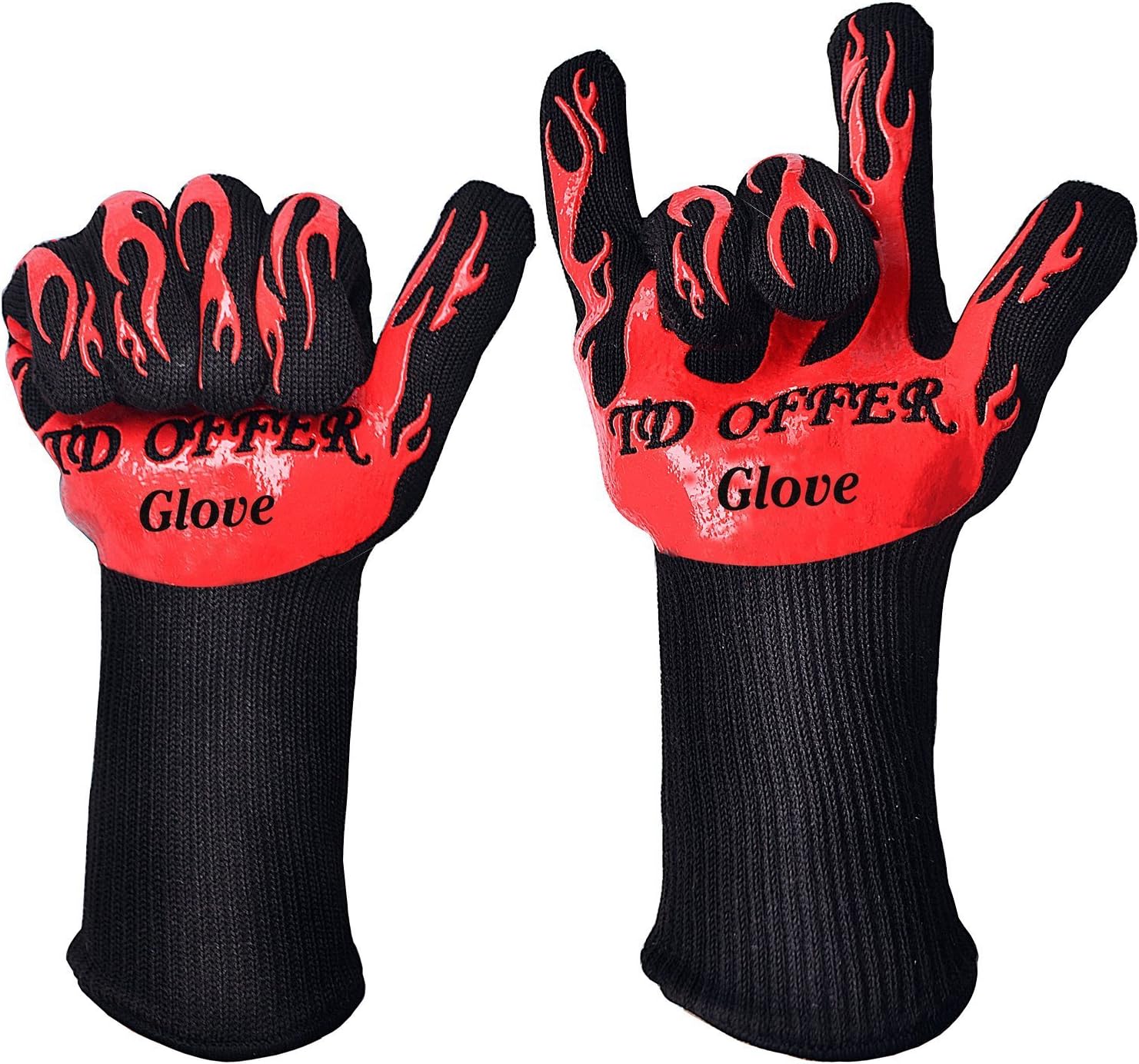 SAZACA Oven Gloves Heat Resistant,Grilling Gloves for Cooking Outdoors,Smoker,BBQ Gloves Camping with Silicone