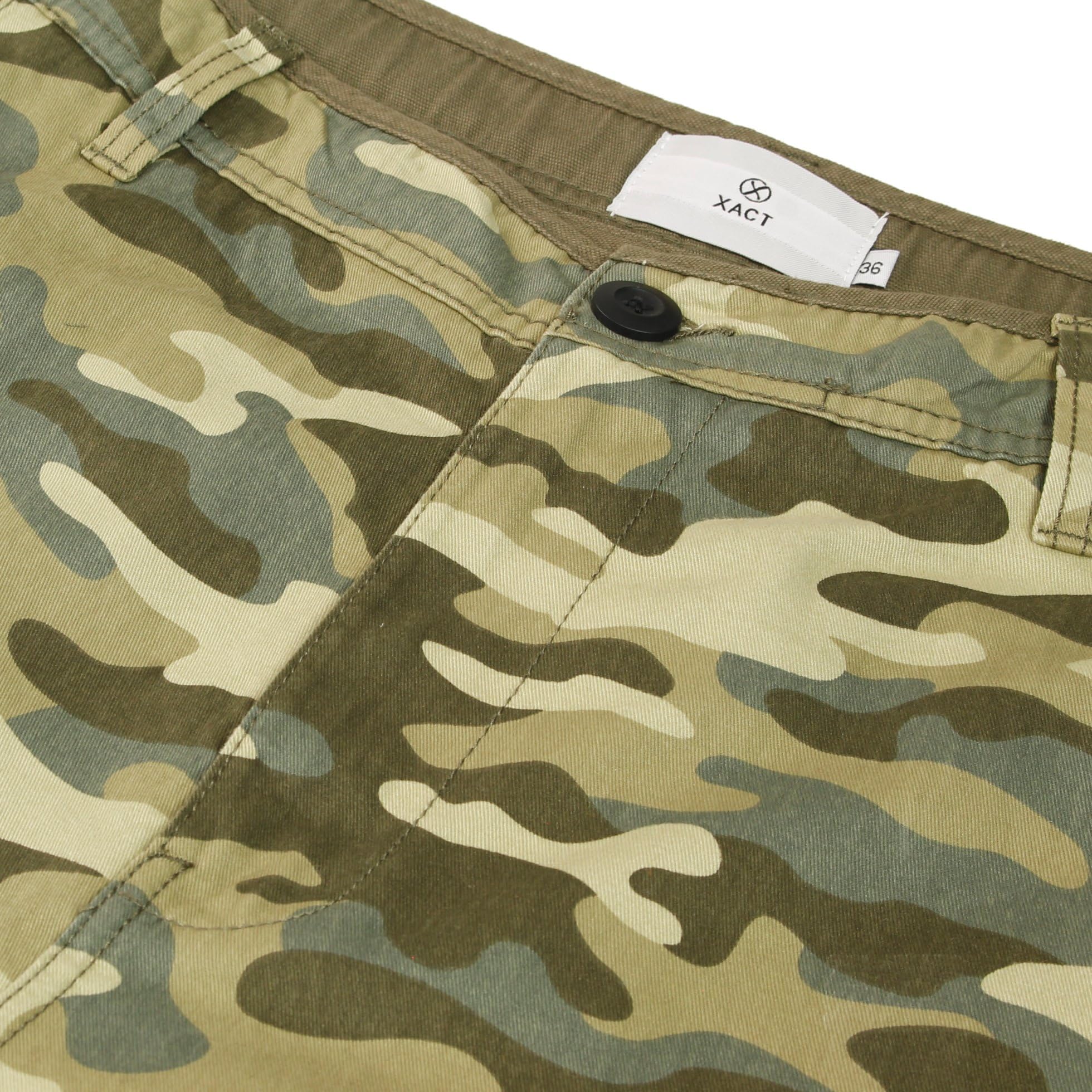Xact Bermuda Cargo Homme Coton Twill, Short Multipoches Coupe Régulière, Entrejambe 28 cm, Décontracté Été Loisirs Voyage Quotidien