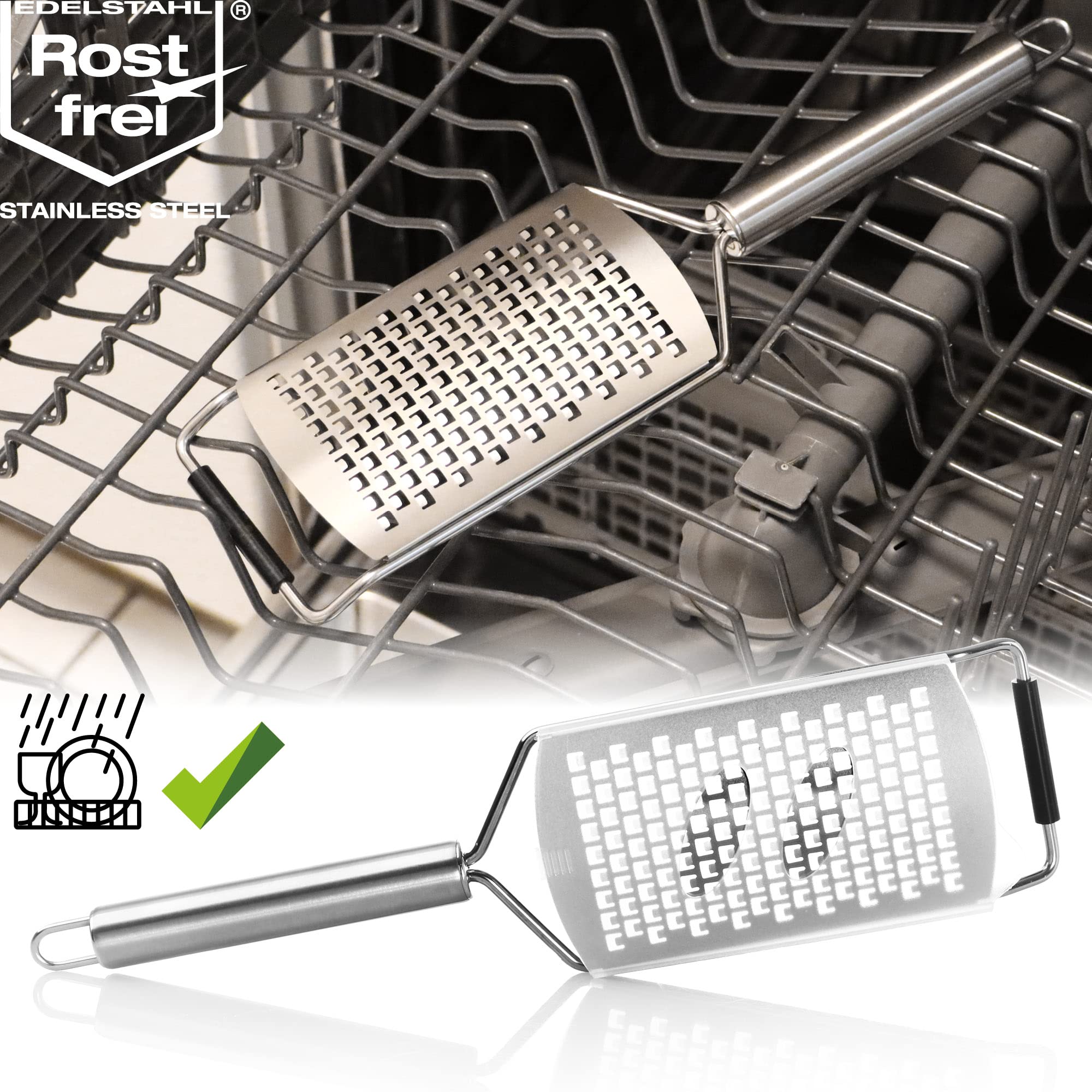 Grattugia Da Cucina In Acciaio Inox Robin Goods | Per Verdura, Formaggio E Zenzero | Con Manico - Foto 4