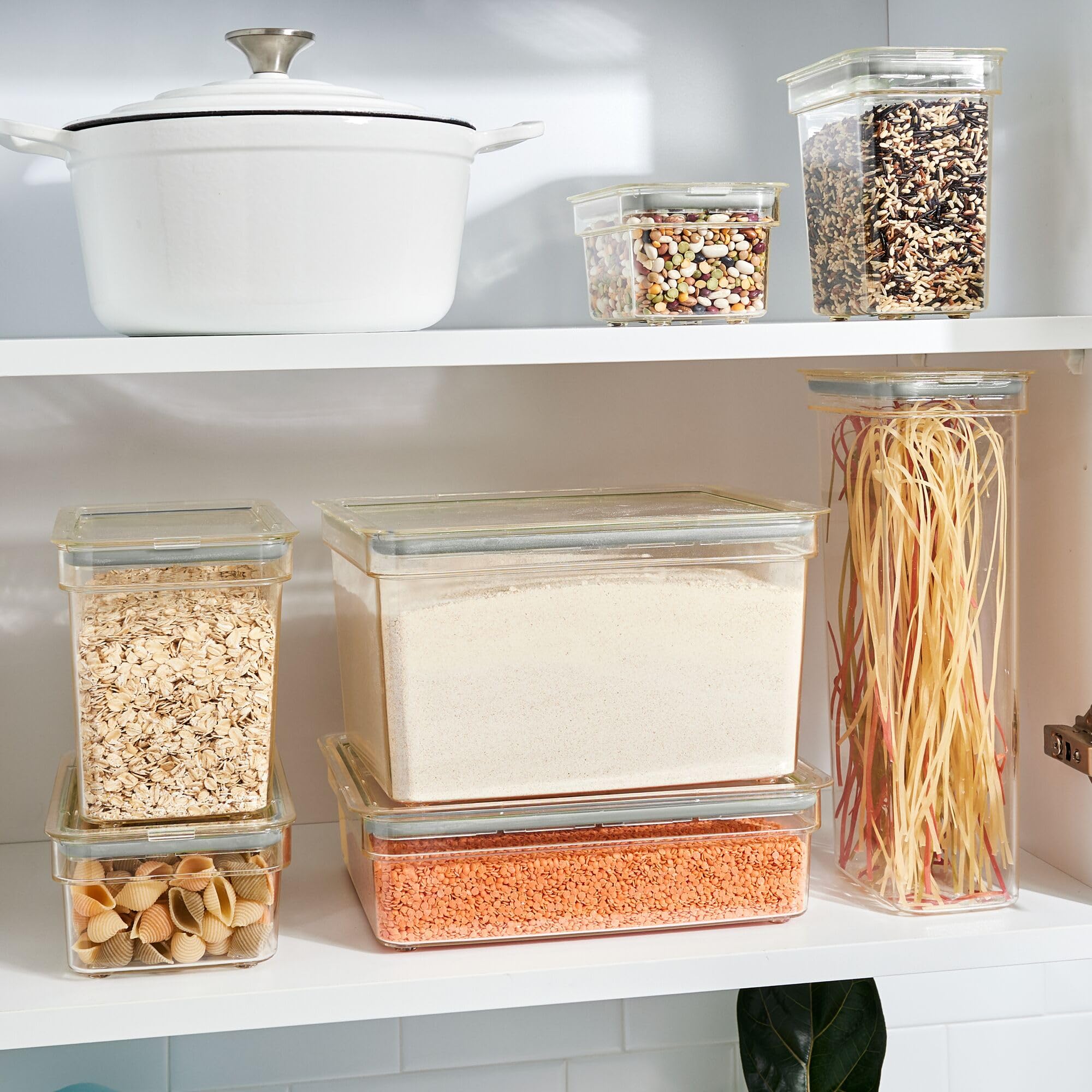 InterDesign iDesign - Set di 4 contenitori piccoli per alimenti con coperchio ermetico, per cucina o dispensa, colore: trasparente