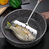 Vista 5 de GREATLINK 304 Stainless Steel Fish Spatula,Wide Slotted Turner Steak Spatula With Heat Resistant Long Handle,Professional Kitchen Slotted Cooking