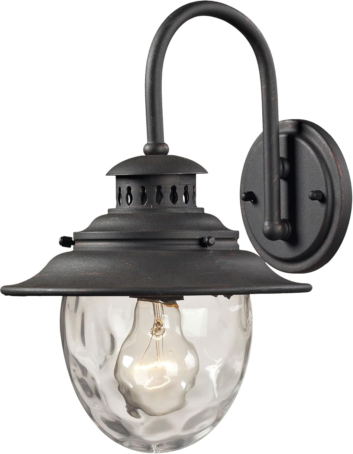 Super Deal Product Elk 45040/1 8 by 13-Inch Searsport 1-Light Outdoor Wall Water Glass Diffuser, Weathered Charcoal Finish Sconce