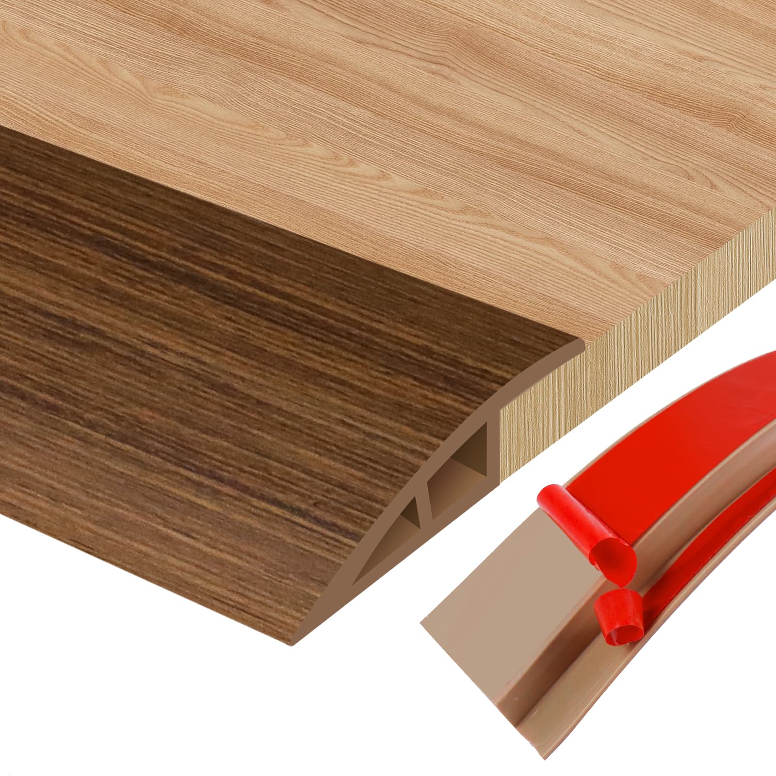 Floor Transition Strips Double Sided Self Adhesive Door Threshold Strips for Doorways, Laminate Threshold for Gaps Carpet Floor Tiles