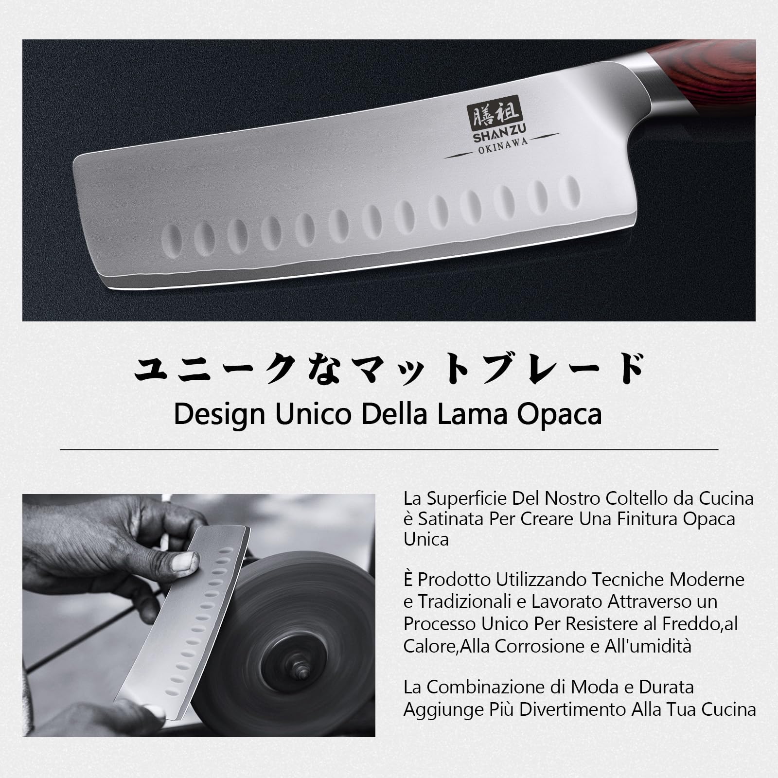 SHAN ZU Coltello Nakiri 18cm, Coltello da Cucina Giapponese per Carne e Verdure, Coltello da Chef Lama Acciaio Inossidabile ad Alto Tenore di Carbonio 10Cr15Mov e Impugnatura Ergonomica in Legno Pakka
