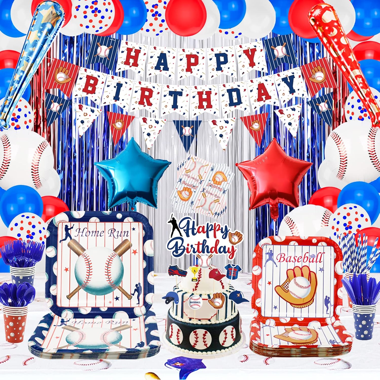 268 Pack Baseball Party Supplies Baseball Tableware Set