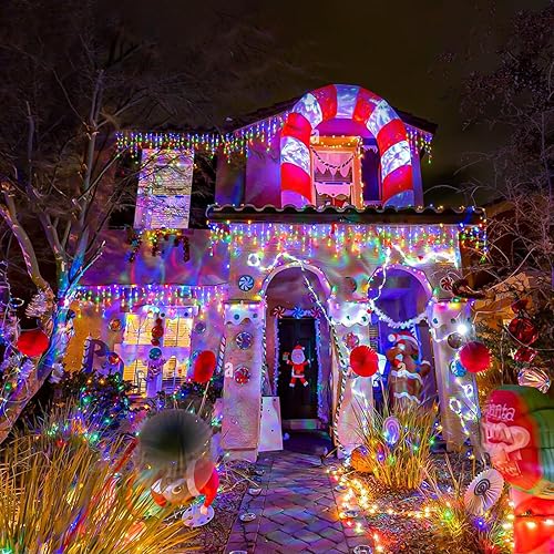 Vista 4 de Icicle lights Outdoor - 66ft Christmas Lights with 640LED 120 Drops 8 Modes, Plug in Curtain String Lights Waterproof for Holiday Wedding Party Home
