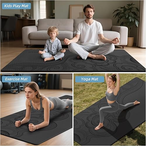 Miniatura 7 de Tapete de yoga grande de 76 x 40 x 0.4 pulgadas, extra ancho y grueso, antideslizante, versátil para estiramiento, estudio de yoga, gimnasio, hogar