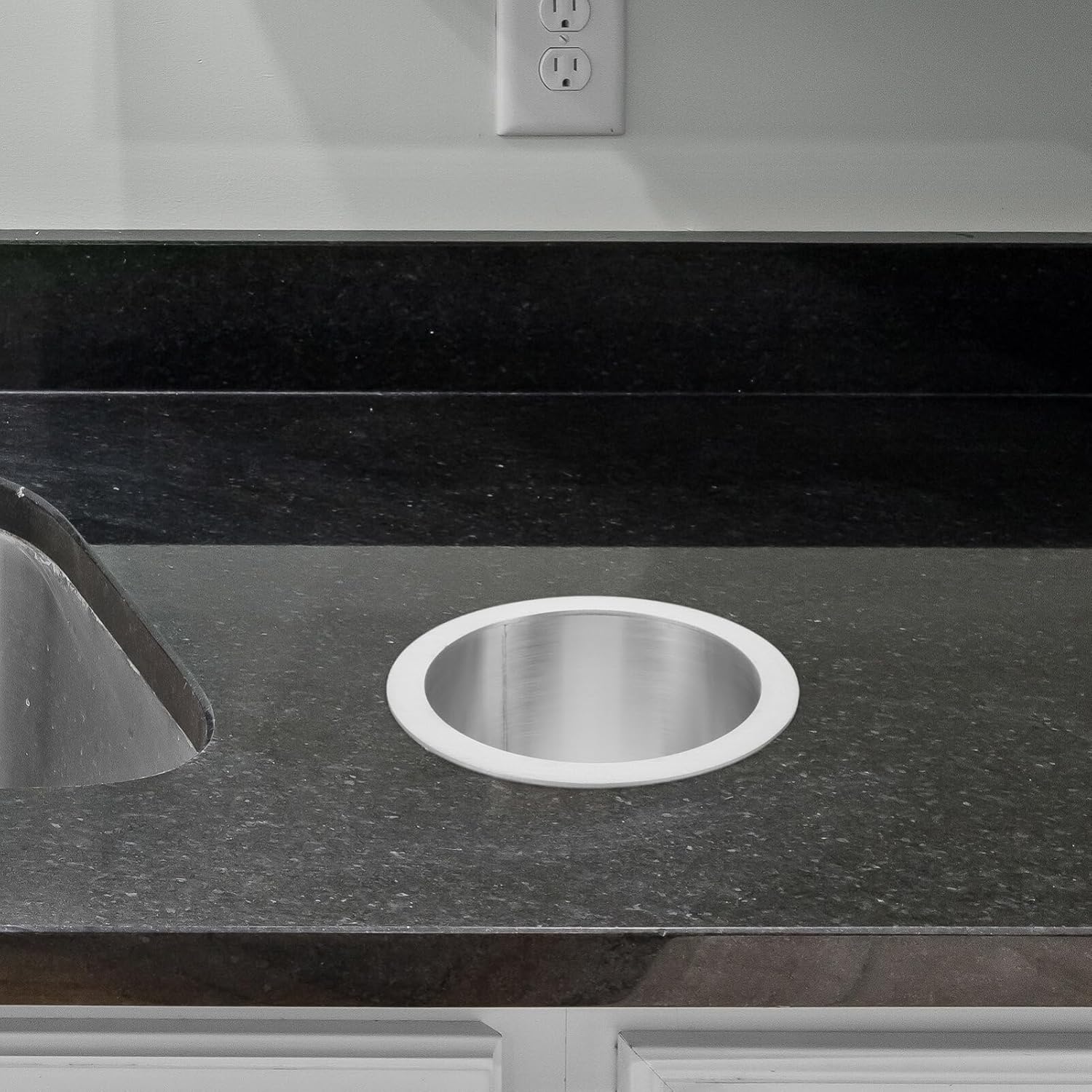 STOBAZA 4.92 Inch Stainless Steel Drop-in Trash Chute Grommet Round Built-in Countertop Garbage Trough Kitchen Waste Disposal Insert Space-Saving