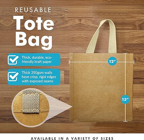 Miniatura 3 de Simply Green Solutions - Bolsas reutilizables de papel kraft, bolsas de papel marrón lavables, para usar como bolsas de compras, bolsas de