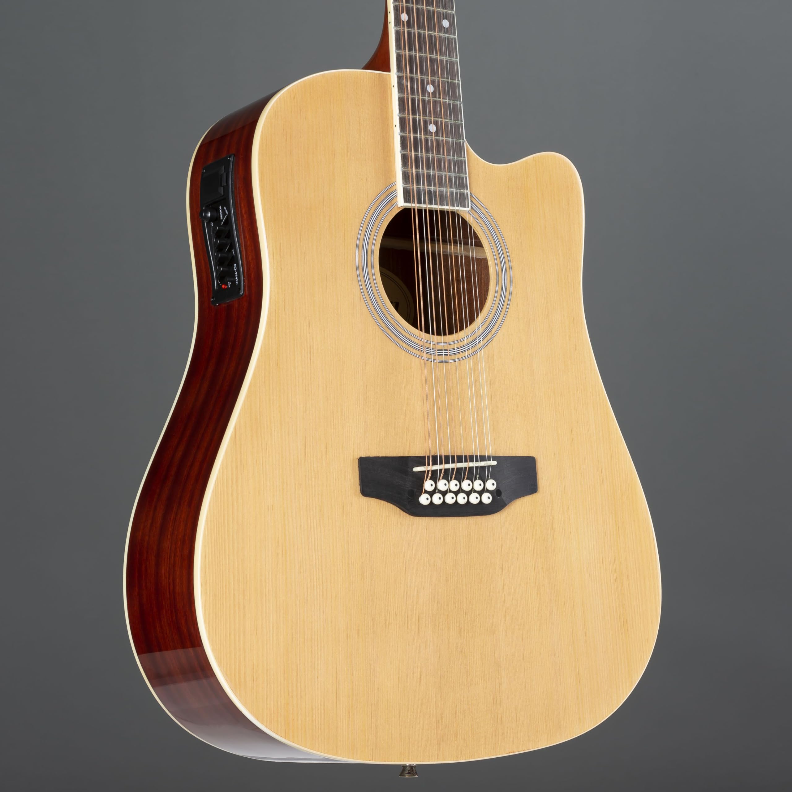 Red Hill AF-8 12-String Elektroakustische Westerngitarre mit Cutaway und Tonabnehmersystem, Dreadnought-Bauform