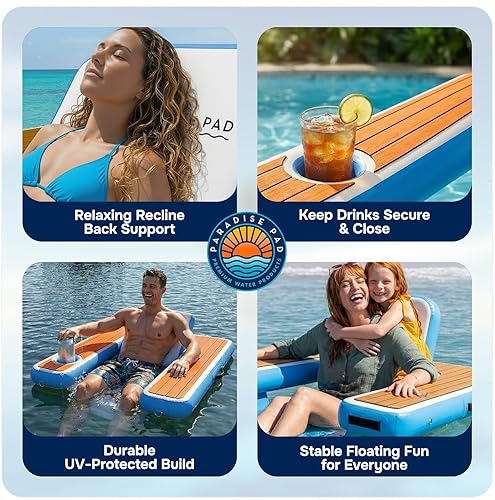 Miniatura 7 de Silla de lago inflable, silla flotante para piscina, lago, océano o barco. Silla de ocio para agua, silla de barco, silla de piscina, silla de