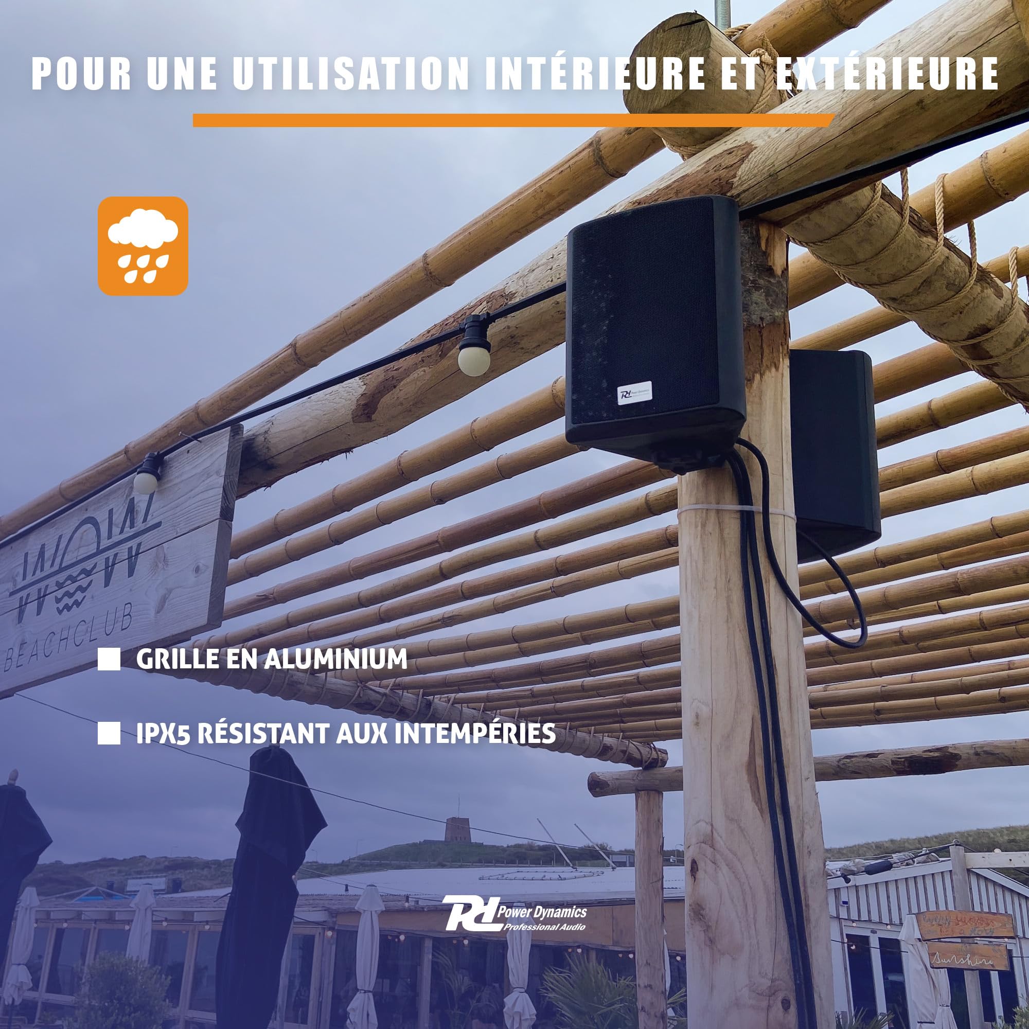 Power Dynamics BC40V - 2 Haut-Parleurs Noirs - 100 Watts, 30W RMS, Étanches, Intérieur Extérieur, Kit de Montage Fourni, 100 Volts, 8 Ohms, Public Address, Musique d'Ambiance, Sonorisation
