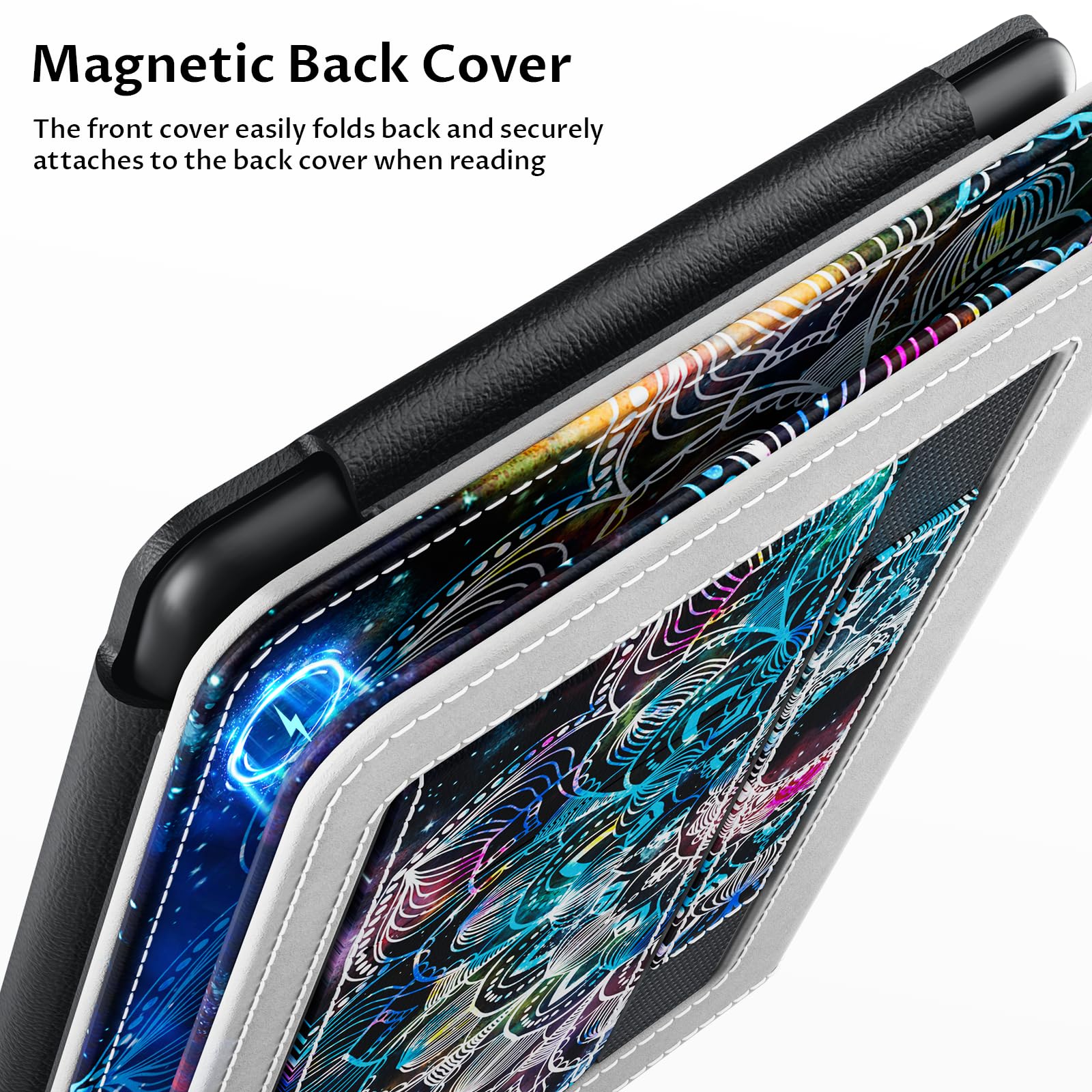 Vori - Custodia per Kindle Paperwhite (adatta a tutte le generazioni Paperwhite di 10a generazione 2018, con supporto e cinturino da polso Mandalas Galaxy