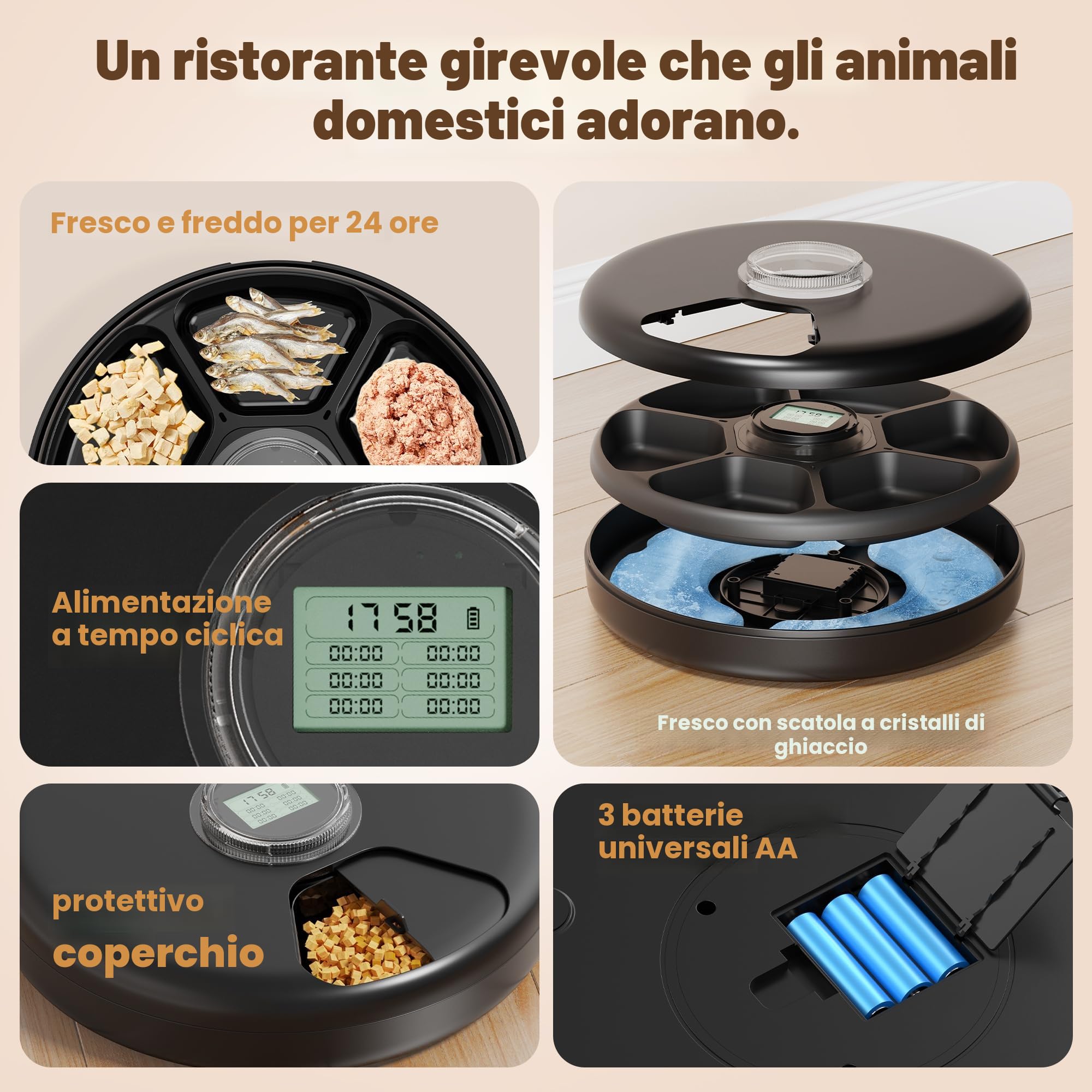 Distributore Automatico Cibo Gatti Umido: Dispenser Crocchette Gatto - Dosatore Crocchette per Gatti senza Fili - Dispenser Cibo Gatto 3AA Batteria - Distributore per Cani Timer - Refrigerazione