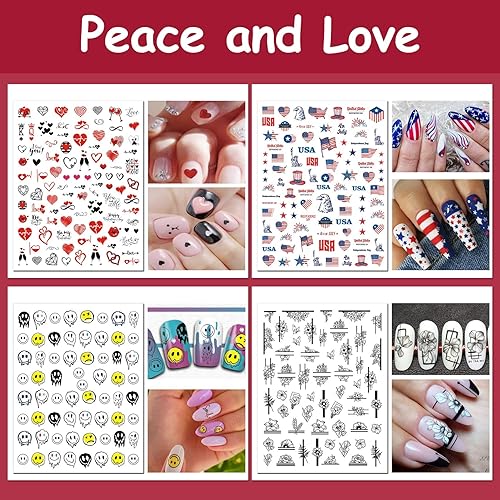 Miniatura 4 de TailaiMei 24 hojas de calcomanías de uñas navideñas, Halloween, Navidad, otoño, San Valentín, paquete variado para todas las estaciones, para