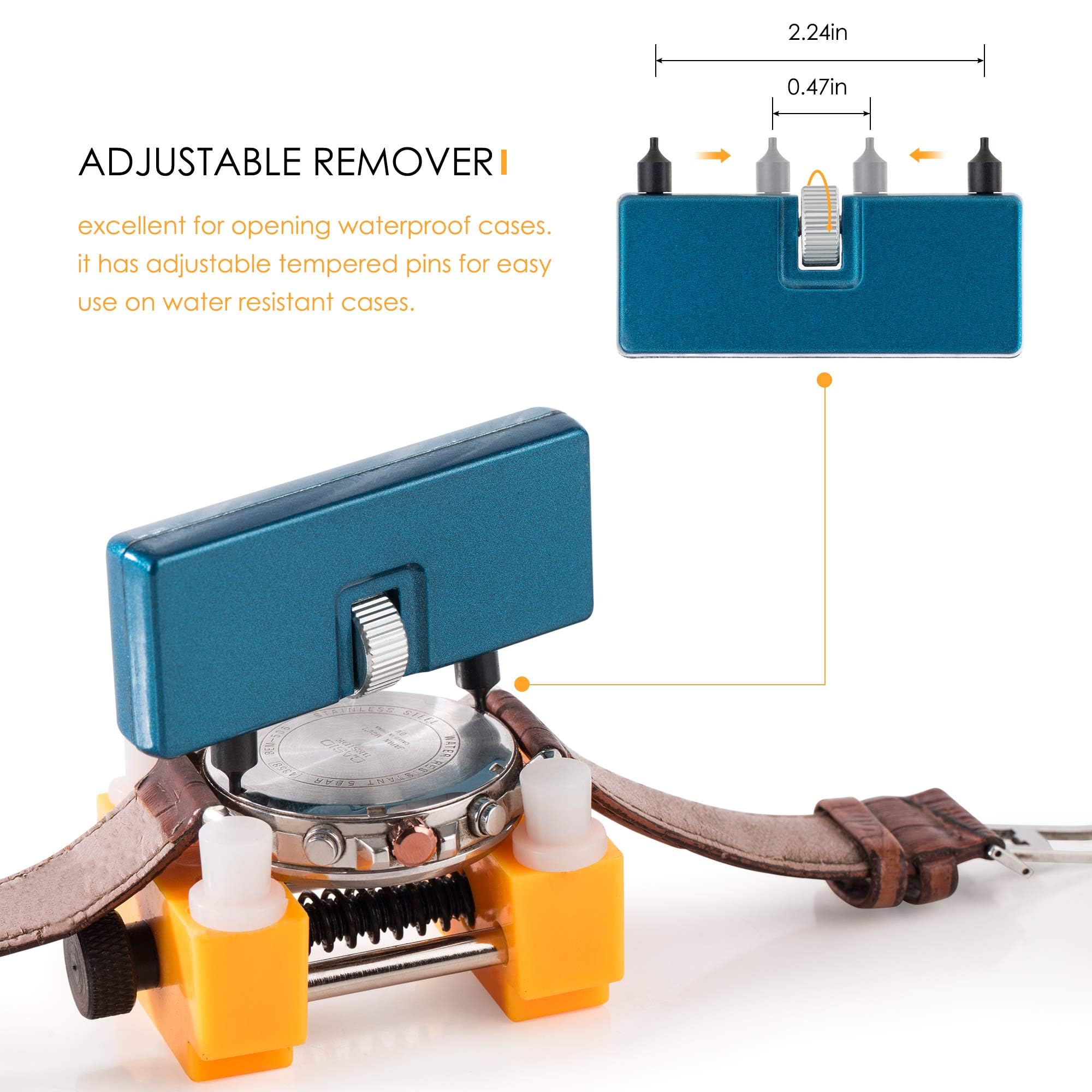 Generic Watch Battery Replacement Tool Kit for Watch Back Case Remover and Opener, yellow, CSUS-GJ-02