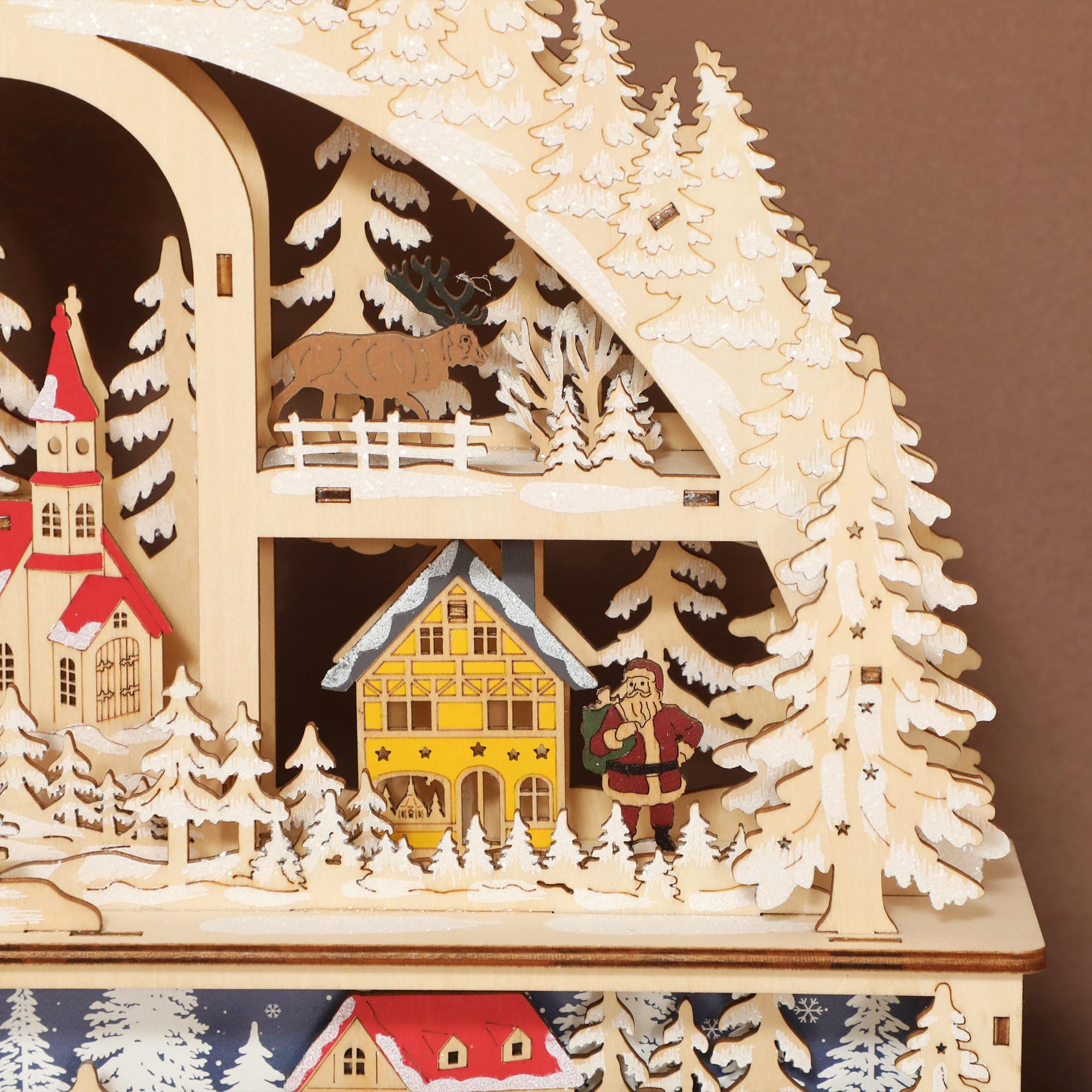 HOMCOM Weihnachtsdorf mit LED-Leuchtung 45 cm Schneemann Renntier Bäume | Weihnachtsstadt, Weihnachtshaus, Winterlandschaft, Beleuchtet, Winterdorf, für Weihnachten