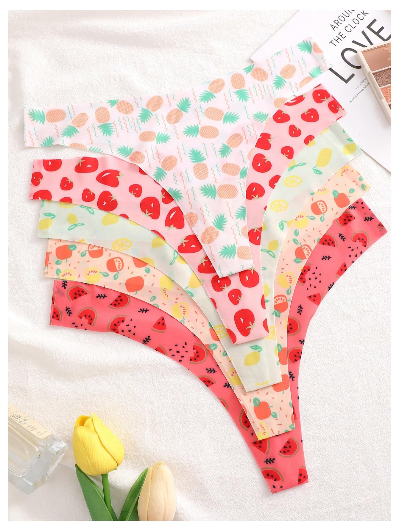 SweatyRocks Women's Cute Graphic Print Hipster Panties Mid Rise Comfy Underwear Briefs 5 Pack