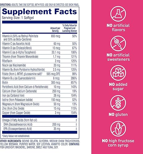 Miniatura 2 de Enfamil Enfamom Suplemento Prenatal de Vitaminas y Minerales para Mujeres con Calcio Vitamina D Vitamina C y Omega 3 DHA 90 Cápsulas Blandas